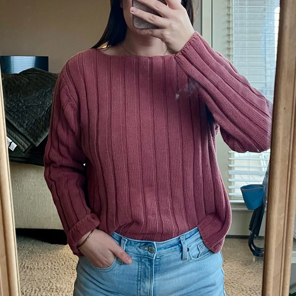Women's Ribbed Sweater - Rose - Picture 1 of 5